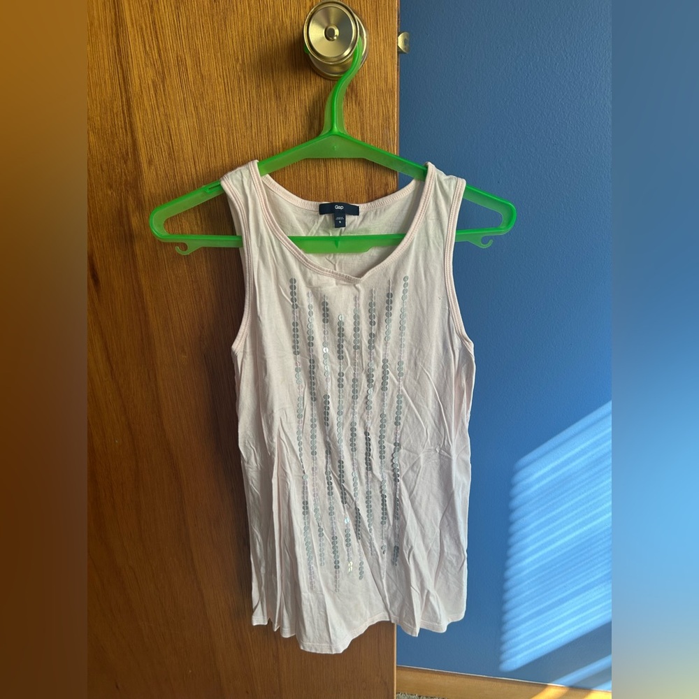 GAP Light Pink Tank Top with Silver Sequin